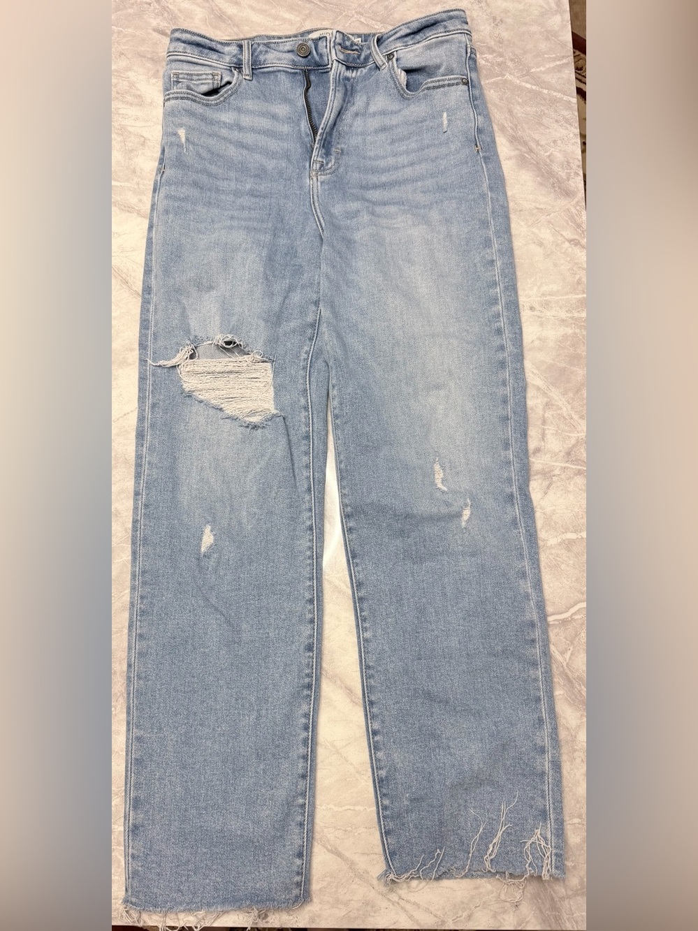 Light Blue Distressed Straight-Leg Women’s Jeans